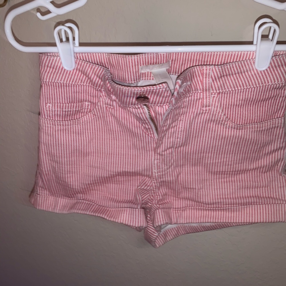 Red and white stripped shorts
